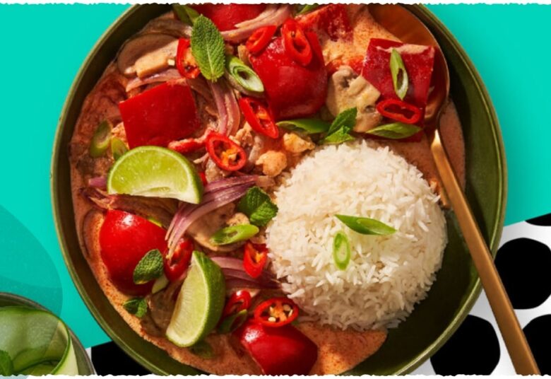 Fairtrade Original Rezept Rotes Thai Curry mit Huehnchen und Champignons