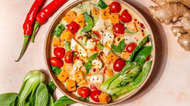 Fisch-Eintopf mit Kokosmilch & bunten Gemüse