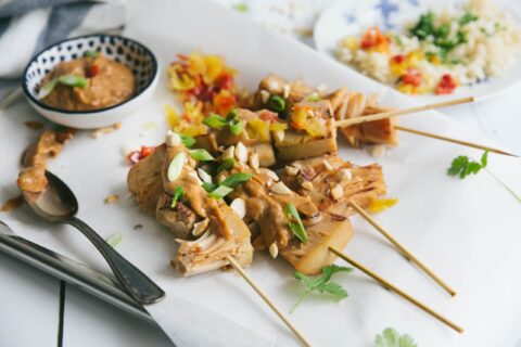Veganer Jackfruit-Spieß